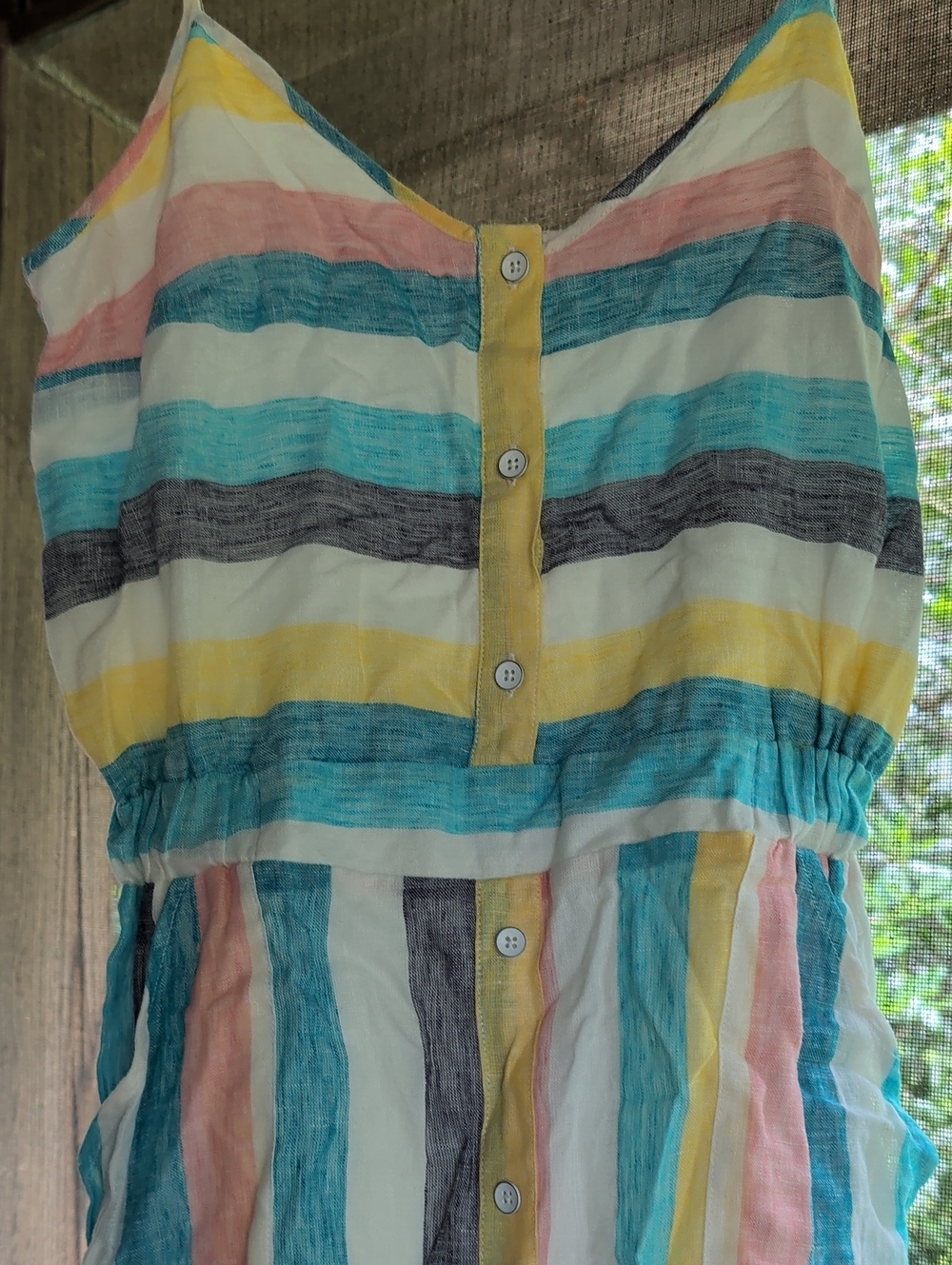 Splendid X Gray Malin Multicolor Striped Button-Front Cover-up Mini Dress